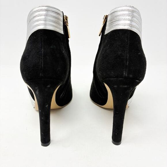 Salvadore Ferragamo Black Suede Silver and Gold Leather Accent Booties 7 - Picture 5 of 8